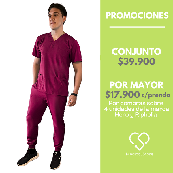 CONJUNTO HOMBRE JOGGER ANTIFLUIDO BURDEO MODELO ESPARTA