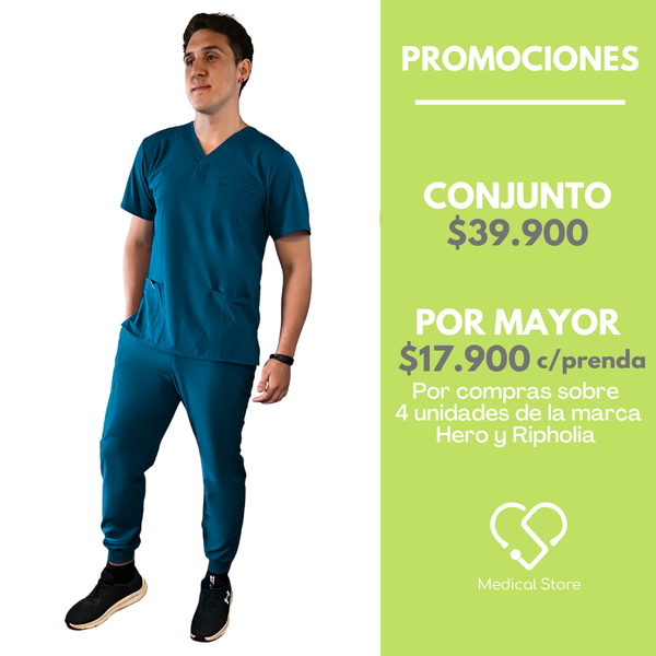 CONJUNTO HOMBRE JOGGER ANTIFLUIDO VERDE PETROLEO MODELO ESPARTA