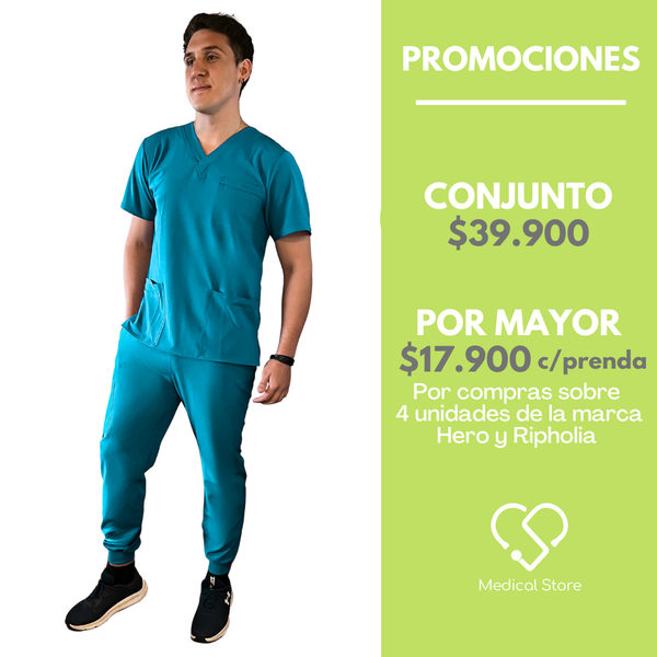 CONJUNTO HOMBRE JOGGER ANTIFLUIDO TURQUESA MODELO ESPARTA