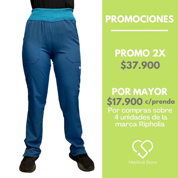 PANTALÓN ANTIFLUIDO  RIPHOLIA  MODELO MEDICAL VERDE PETROLEO