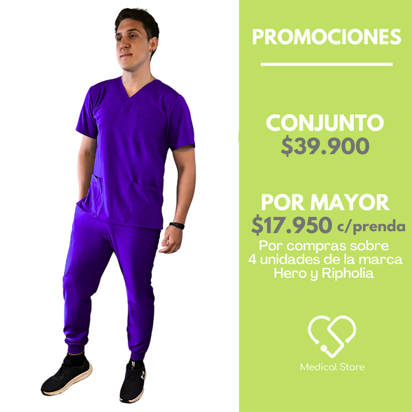 CONJUNTO HOMBRE JOGGER ANTIFLUIDO MORADO MODELO ESPARTA