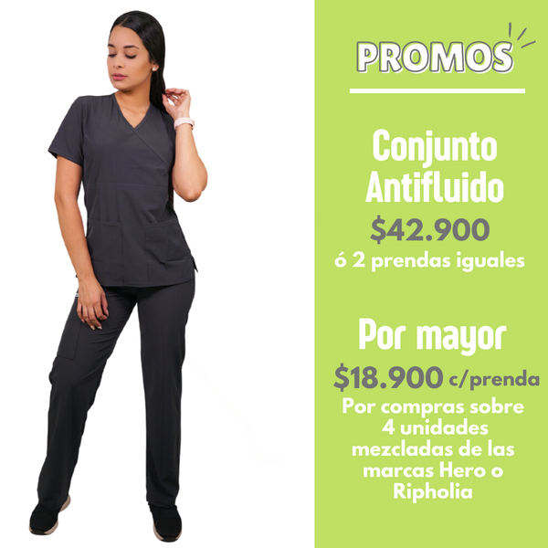 CONJUNTO ANTIFLUIDOS GRIS PANTALON RECTO_uniformes_clinicos_trajes_clinicos_providencia