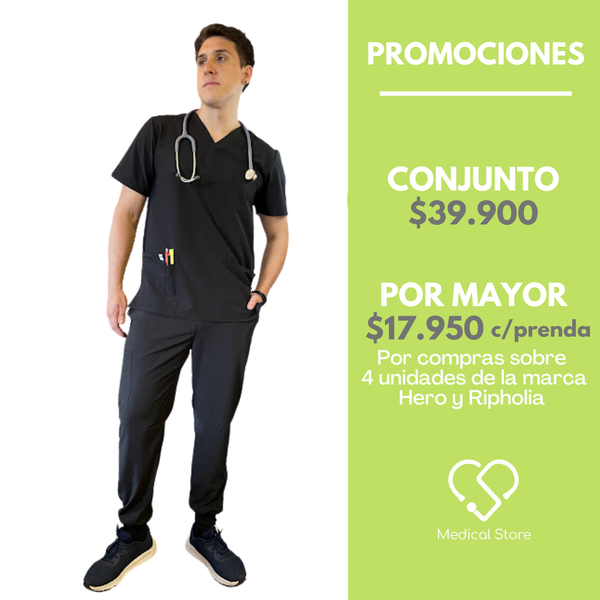 CONJUNTO HOMBRE JOGGER ANTIFLUIDO NEGRO MODELO ESPARTA