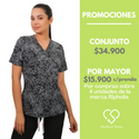 POLERA MUJER RIPHOLIA ANTIFLUIDO ESTAMPADO NEGRO 2384