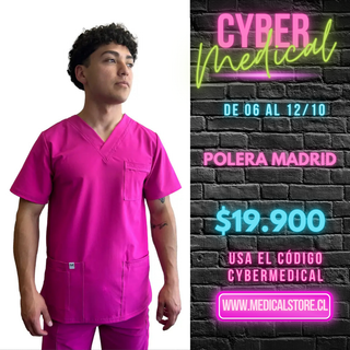 Polera Hombre Antifluido Fucsia Modelo Madrid