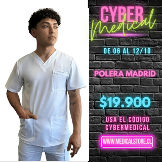 Polera Hombre Antifluido Blanco  Modelo Madrid