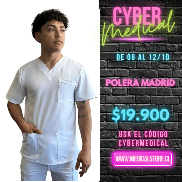 Polera Hombre Antifluido Blanco  Modelo Madrid