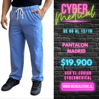 Pantalon Recto Antifluido Hombre  Modelo Madrid Celeste