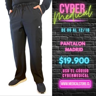 Pantalon Recto Antifluido Hombre Modelo Madrid  Negro