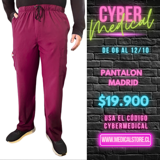 Pantalon Recto Antifluido Hombre Burdeo Modelo Madrid