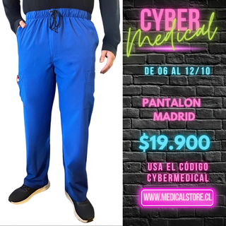 Pantalon Recto Antifluido Hombre  Modelo Madrid Azul Rey