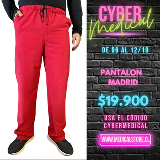 Pantalon Recto Antifluido Hombre Modelo Madrid Rojo