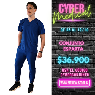 Conjunto Hombre Jogger Antifluido Azul Marino Modelo Esparta