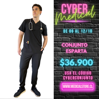 Conjunto Hombre Jogger Antifluido Negro Modelo Esparta