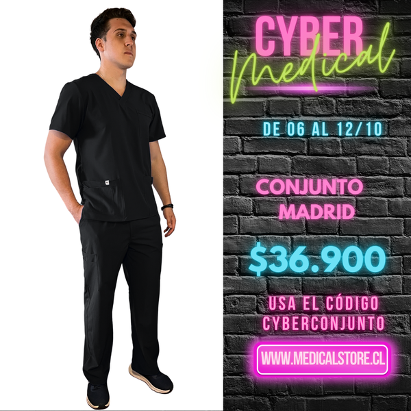 Conjunto Antifluido Hombre Negro Modelo Madrid