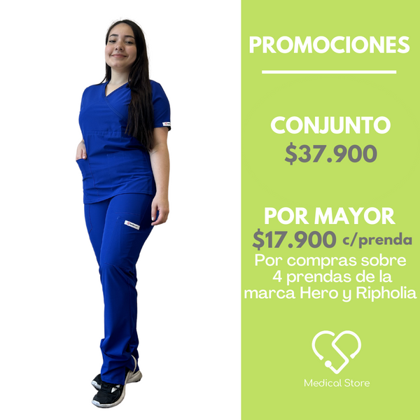 CONJUNTO ANTIFLUIDOS AZUL REY (PANTALON MEDICAL RECTO)