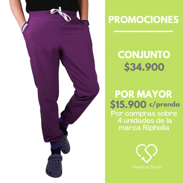 PANTALON JOGGER ANTIFLUIDO UNISEX RIPHOLIA MORADO