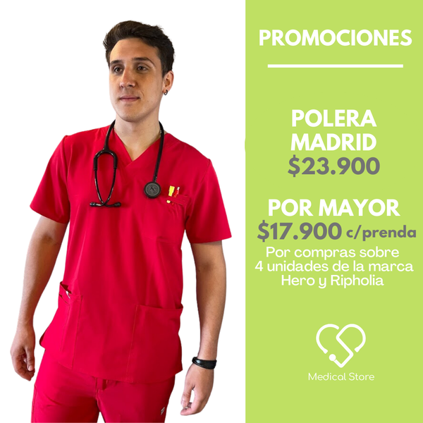 POLERA HOMBRE ANTIFLUIDO ROJO MODELO MADRID