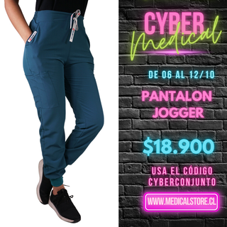 Pantalón Jogger Clínico Antifluido Unisex Verde Petroleo