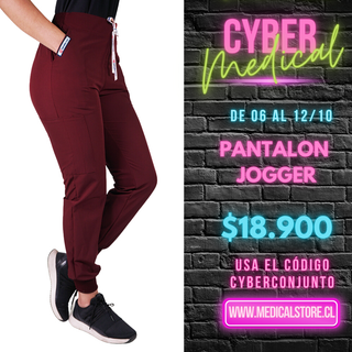 Pantalón Jogger Clínico Antifluido Unisex Burdeo