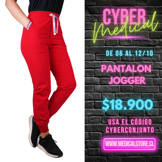 Pantalón Jogger Clínico Antifluido Unisex Rojo