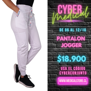 Pantalón Jogger Clínico Antifluido Unisex Blanco