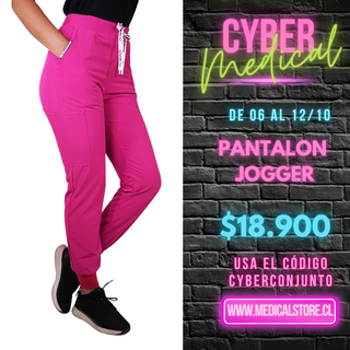 Pantalón Jogger Clínico Antifluido Unisex Fucsia