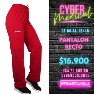 Pantalón Recto Antifluidos Unisex Ripholia Rojo