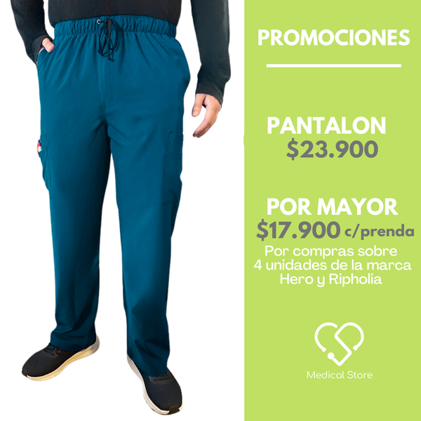 PANTALON RECTO ANTIFLUIDO HOMBRE VERDE PETROLEO MODELO MADRID