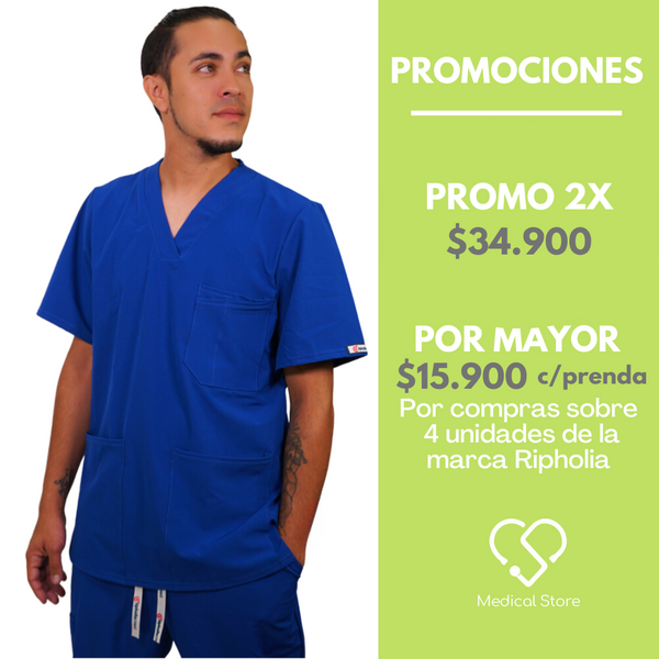 POLERA HOMBRE ANTIFLUIDOS RIPHOLIA AZUL REY 632