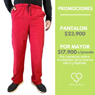 PANTALON RECTO ANTIFLUIDO HOMBRE ROJO MODELO MADRID