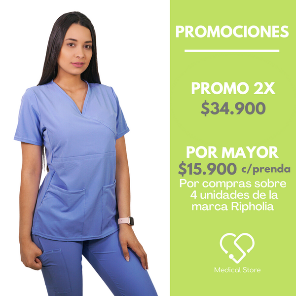 POLERA MUJER RIPHOLIA ANTIFLUIDOS CELESTE 2310