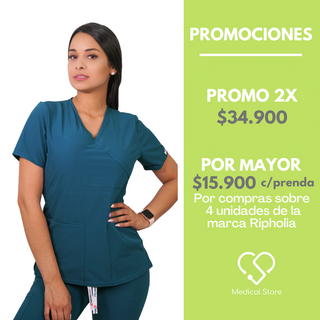 POLERA MUJER RIPHOLIA ANTIFLUIDOS VERDE PETROLEO 2324