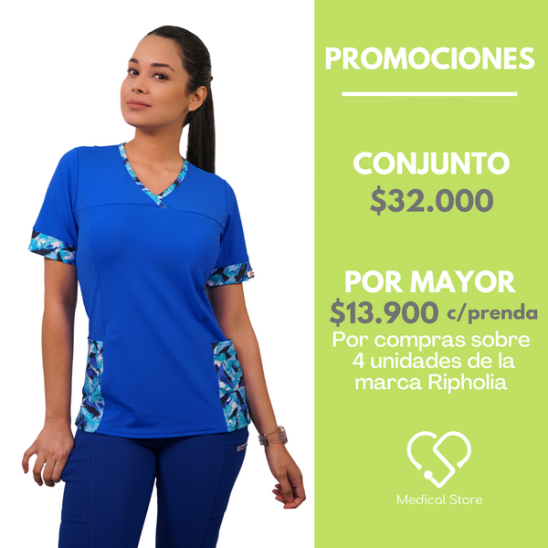 POLERA LYCRA AZUL REY ESTAMPADO 102-2