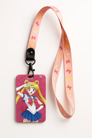 Lanyard + Tarjetero Sailor Moon Fucsia