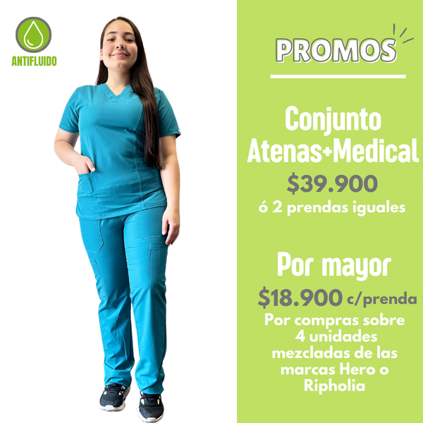 CONJUNTO ANTIFLUIDO VERDE TURQUESA HERO (ATENAS + MEDICAL)