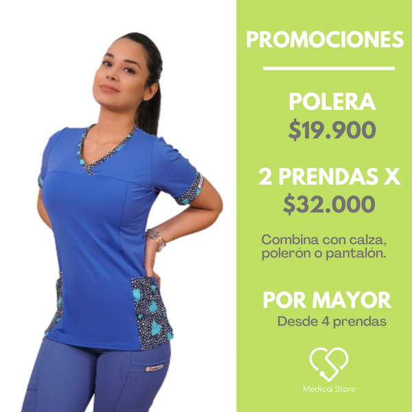 POLERA LYCRA CELESTE ESTAMPADO 103-1