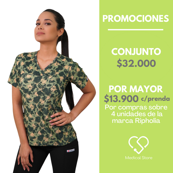 POLERA LYCRA VERDE CON ESTAMPADO 2386