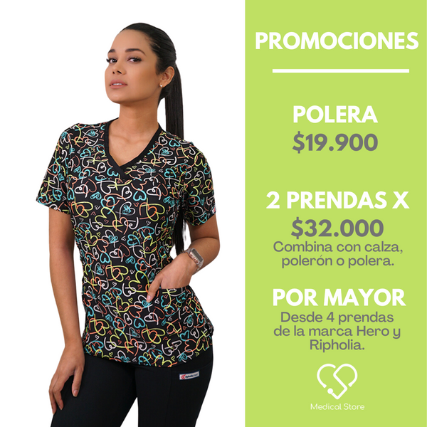 POLERA LYCRA NEGRO CON ESTAMPADO 2388