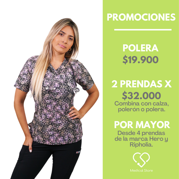 POLERA LYCRA RIPHOLIA NEGRO CON ESTAMPADO 2339