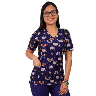 Polera Lycra Estampado Azul Marino 2494