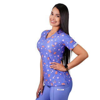 Polera Lycra Estampado Celeste 2495