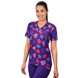Polera Lycra Estampado Morado 2497