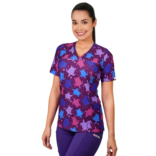 Polera Lycra Estampado Morado 2497