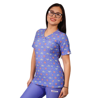 Polera Lycra Estampado Celeste 2500