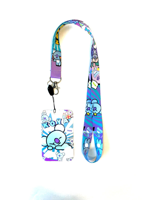 LANYARD + TARJETERO KOYA  CELESTE